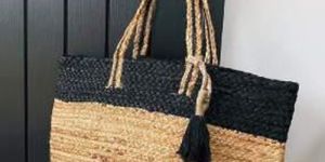 Two-Tone Jute Woven Beach Tote