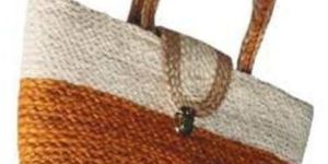 Woven Jute Three Tone Handbag