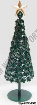 Tiered Golden Metal Christmas Tree Sculpture with Star Topper