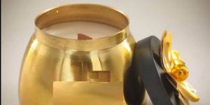 Golden Gold Finish Iron Candle Jar with Lid