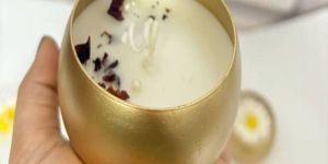 Round Golden Gold Finish Iron Candle Jar