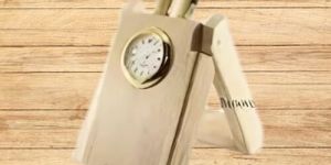 Wooden Pen Holder with Clock