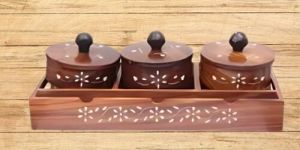 Wooden Tray with Container Set