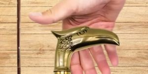 Wooden Walking Stick With Brass Eagle Handle