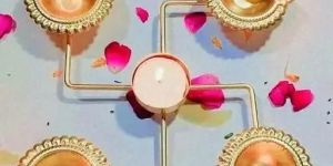 Metal Swastik Frame with Five Diya