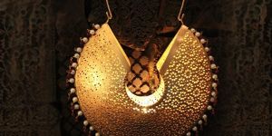 Golden Cutwork Hanging Accent with Beaded EDGE