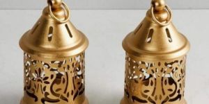 Golden Vine Cut Cylindrical Hanging Decor Lantern Set