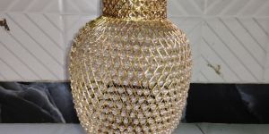 Golden Lattice Floor Vase with Flared Top Design