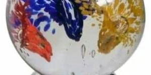 PQG Tri-Colored Crystal Railing Ball with Steel Base