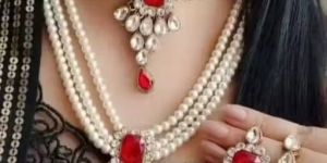 Stunning Red Kundan & Pearl Layered Choker Set