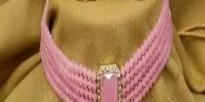 Stylish Pink Crystal & Pearl Choker Set