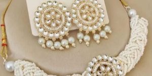 Traditional Kundan & Moti Braided Choker Set