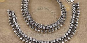 Temple Design Antique Silver Anklet