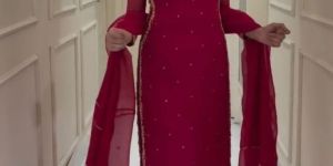 Ladies Maroon Party Wear Suits