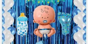 White Blue Welcome Baby Foil Balloon