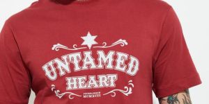 Mens Red Cotton Round Neck Printed T-Shirt