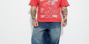 Mens Red Toma Nd Jerry Pritned Cotton Round Neck T-Shirt