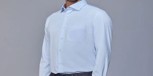 Mens Sky Blue Cotton Linen Shirt