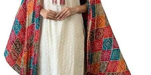 Women's Cotton Chikankari Print Straight Kurti with Pant Andmulmul Dupatta Set