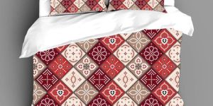 Red Mosaic Cotton Comforter Set
