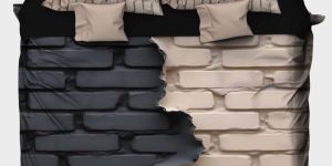 Split Brick Wall Torn Reveal Print Matte Texture Urban EDGE Bedsheet