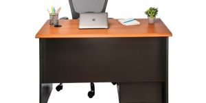 Brown Rectangular Wooden Office Table With Drawer