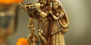 Traditional Brass Radha Krishna Statue