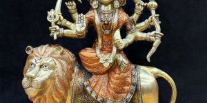 Traditional Brass Sherawali Mata Idol