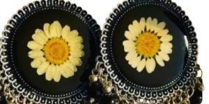 Round Black Resin Jhumka Earrings