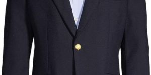 Mens Wool Blend Navy Golded Button Blazer
