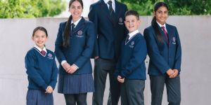 Unisex Polyester Blend Navy & Red Piping School Blazer