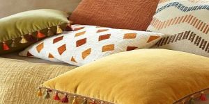 Multicolor Printed Cushion Cover With Tassels