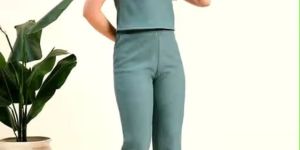 Ladies Sea Green Cotton Linen Co-Ord Set