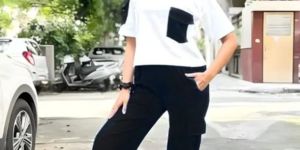 ladies white black polyester co-ord set