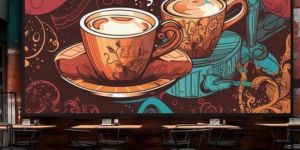 3D Cafe Wall Art Painting Service