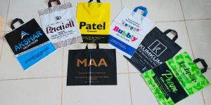 Printed Plastic Loop Handle Poly Bag For Shopping