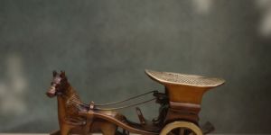 Antique Finish Brass Horse with Chariot