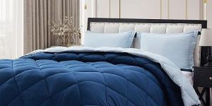 Blue Plain Microfiber Comforter