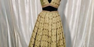 Zari Sequence Embroidery on Taffeta Silk Fabric