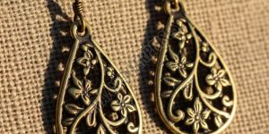 Small Carved Brass Earrings