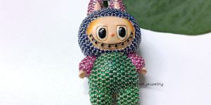 hip hop cartoon style labubu moissanite pendant
