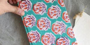 Turquoise Flower Print Textile Diary