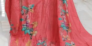 Pure Muslin Digital Printed with Lace Work Unstitched Suit