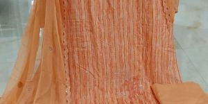 Pure Muslin Silk Embroidered Digital Printed Unstitched Suit with Bottom Pure Shantoon Dupatta