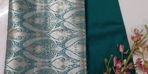 Rama Green Brocade Silk Woven Unstitched Co-ord Sets Fabric