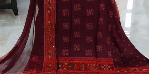 Burgandy Pure Cotton Embroidered Digital Printed Unstitched Suit