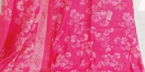 Top Pure Muslin Silk Digital Printed Zari Embroidered Neckline Unstitched Suits