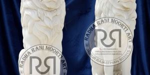 White Marble Lion Moorti