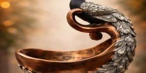 peacock decorative bowl sculpture