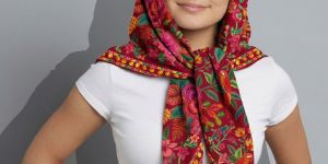 Poly Silk Scarves for Women with Cotton Napkin